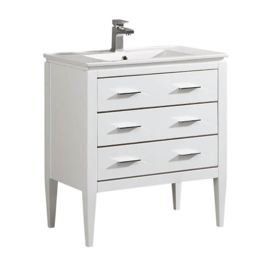 Fine Fixtures Ironwood Vanity Cabinet 30 Inch Wide With Two Drawers - White