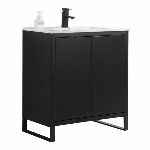 Fine Fixtures Opulence Vanity Cabinet 30 Inch Wide - Matte Black