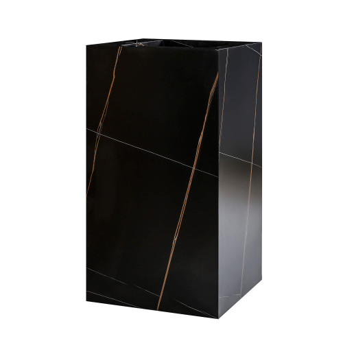 Fine Fixtures Grand Pedestal Sink 18 Inch Wide - Black With Gold Grains Sintered Stone - GD18BG