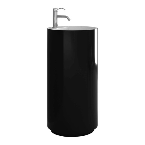 Fine Fixtures Crestview Round Pedestal Sink 17 3/4 Inch - Solid Surface Collection - Black - CR1818BL