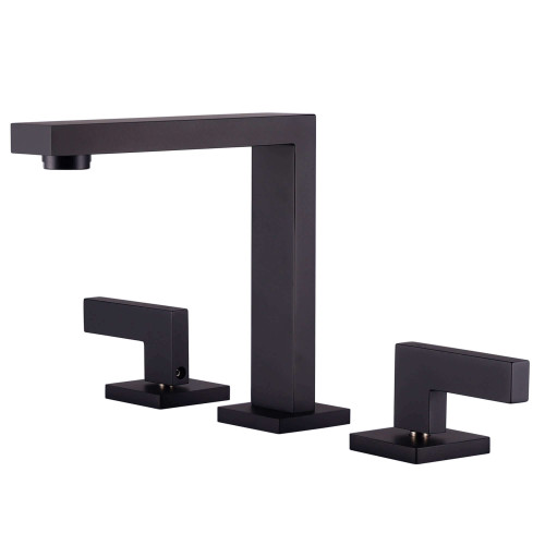 Fine Fixtures Square Bathroom Faucet - Three Hole - Black Matte - FAS3BL