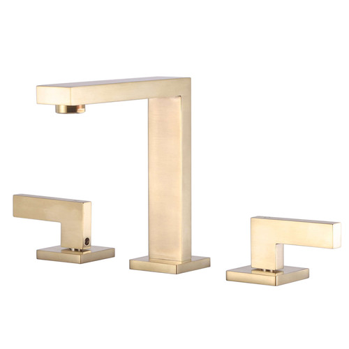 Fine Fixtures FAS3SB Square Bathroom Faucet - Three Hole - Satin Brass