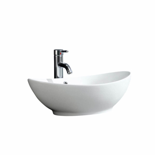 Fine Fixtures MV2214W Modern Oval Vessel Sink 23" X 15"  White - Single Hole