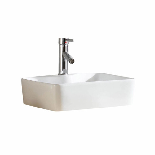 Fine Fixtures Modern Rectangular Vessel Sink 19 Inch X 15 Inch - Single Hole - White - MV1815W