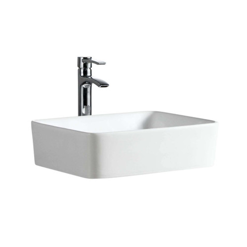 Fine Fixtures MV1815NH Modern Vessel Sink 18 Inch X 15 Inch - No Faucet Hole - White