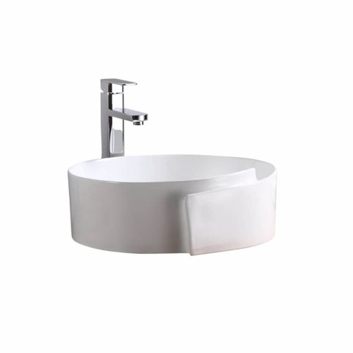 Fine Fixtures MV1717SPW Modern Vessel Sink 17 Inch X 17 Inch Sphere - No Faucet Hole - White