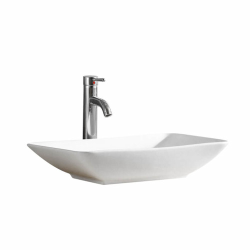 Fine Fixtures MV2314SW-O Modern Rectangular Vessel Sink 23 Inch X 14 Inch - No Faucet Hole - White
