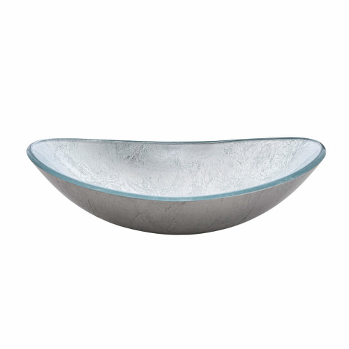 Fine Fixtures Modern Oval Glass Vessel Sink - Silvery - 20 Inch X 13 Inch - MV2013SV