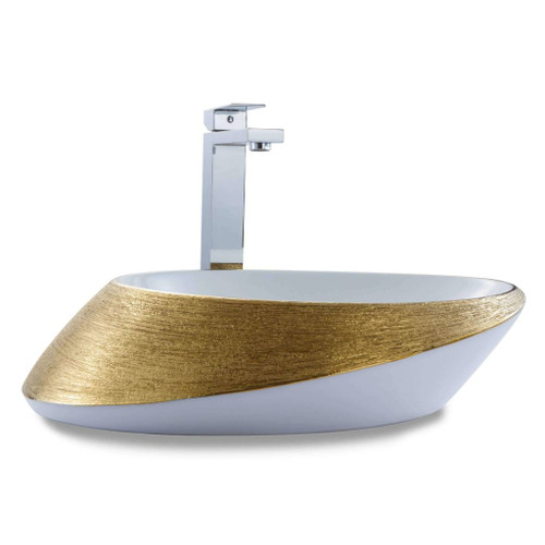 Fine Fixtures LV2015BG Luxury Oval Vessel Sink 20 Inch X 15 Inch - Brushed Gold