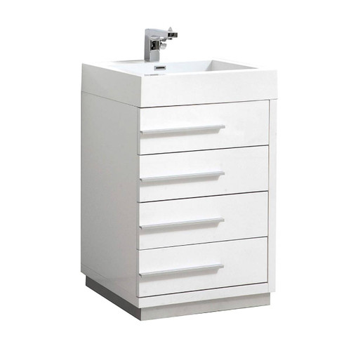Blossom 005 24 01 A Barcelona 24" Freestanding Bathroom Vanity with Sink- Glossy White