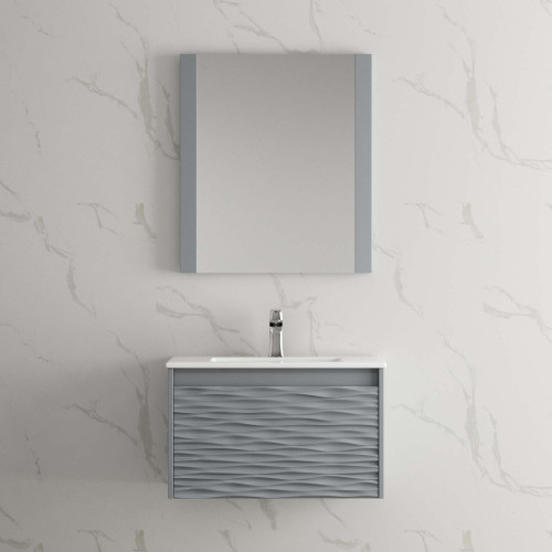 Blossom 008 30 15 C M SC Paris 30" Floating Bathroom Vanity With Sink & Mirror & Side Cabinet - Metal Grey