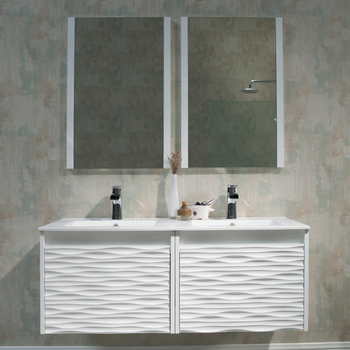 Blossom 008 48 01 M Paris 48" Floating Bathroom Vanity With Sink & Mirror- Glossy White