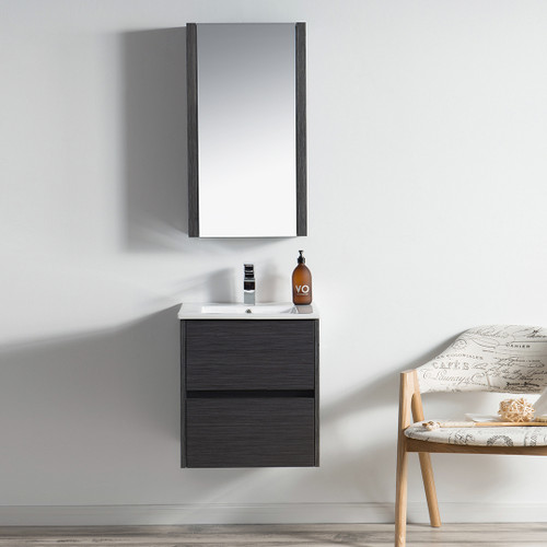 Blossom Valencia 20" Floating Bathroom Vanity With Sink & Mirror- Silver Grey - V8016 20 16 M