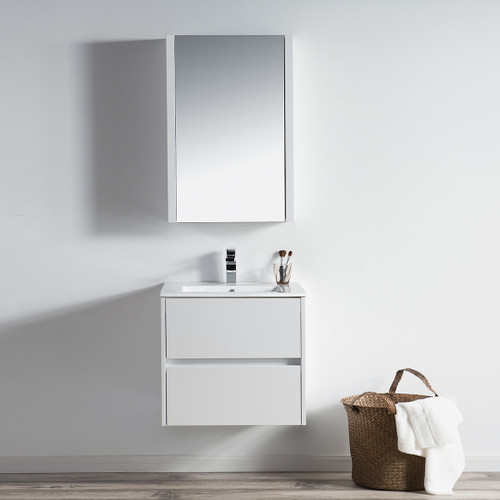 Blossom 016 24 01 MC Valencia 24" Floating Bathroom Vanity With Sink & Medicine Cabinet - Glossy White