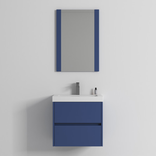 Blossom V8016 24 25 M Valencia 24" Floating Bathroom Vanity With Sink & Mirror- Navy Blue