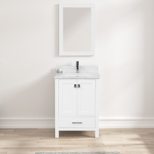 Blossom 026 24 01 CT Geneva 24" Freestanding Bathroom Vanity With Countertop & Undermount Sink - Matte White