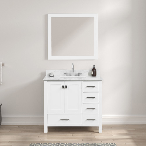 Blossom 026 36 01 CT M Geneva 36" Freestanding Bathroom Vanity With Countertop, Undermount Sink & Mirror - Matte White