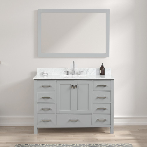 Blossom 026 48 15 CT M Geneva 48" Freestanding Bathroom Vanity With Countertop, Undermount Sink & Mirror - Metal Grey