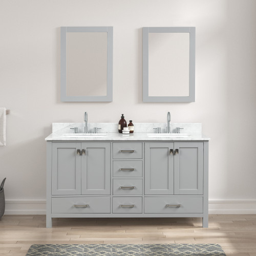 Blossom 026 60 15 CT 2M Geneva 60" Freestanding Bathroom Vanity With Countertop, Undermount Sink & Mirror - Metal Grey