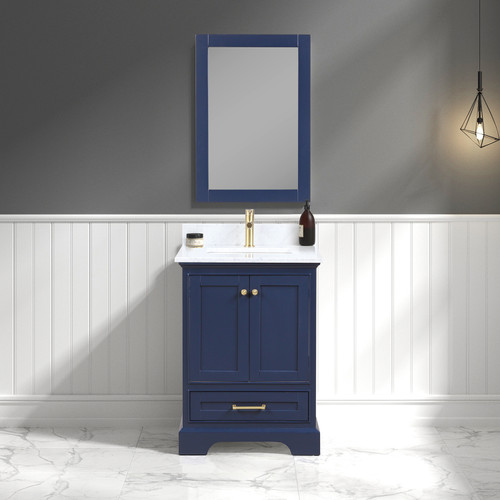 Blossom 027 24 25 CT M Copenhagen 24" Freestanding Bathroom Vanity With Countertop, Undermount Sink & Mirror - Navy Blue