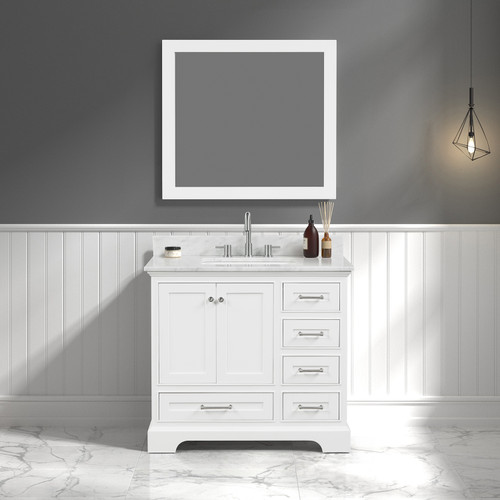 Blossom 027 36 01 CT M Copenhagen 36" Freestanding Bathroom Vanity With Countertop, Undermount Sink & Mirror - Matte White