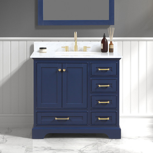 Blossom 027 36 25 CT Copenhagen 36" Freestanding Bathroom Vanity With Countertop & Undermount Sink - Navy Blue