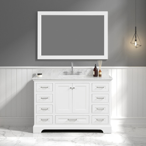 Blossom 027 48 01 CT M Copenhagen 48" Freestanding Bathroom Vanity With Countertop, Undermount Sink & Mirror - Matte White