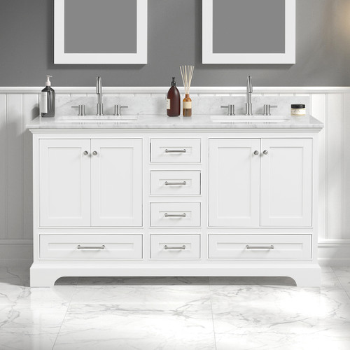 Blossom 027 60 01 CT Copenhagen 60" Freestanding Bathroom Vanity With Countertop & Undermount Sink - Matte White