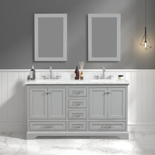 Blossom  027 60 15 CT 2M Copenhagen 60" Freestanding Bathroom Vanity With Countertop, Undermount Sink & Mirror - Metal Grey