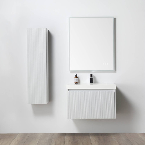 Blossom Positano 30" Floating Bathroom Vanity with Sink & Side Cabinet - Matte White - V8028 30 01 A SC