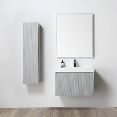 Blossom 028 30 15 A SC Positano 30" Floating Bathroom Vanity with Sink & Side Cabinet - Light Grey