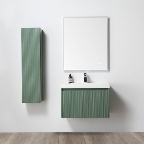 Blossom 028 30 27 A SC Positano 30" Floating Bathroom Vanity with Sink & Side Cabinet - Aventurine Green