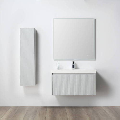 Blossom 028 36 15 A SC Positano 36" Floating Bathroom Vanity with Sink & Side Cabinet - Light Grey