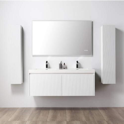 Blossom 028 60 01 A 2SC Positano 60" Floating Bathroom Vanity with Sink & 2 Side Cabinet - Matte White