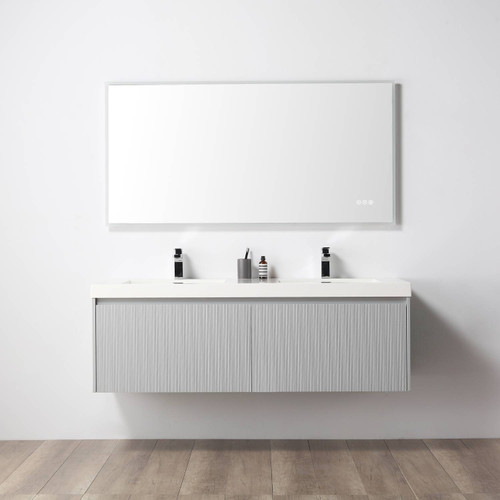 Blossom 028 60 15 A Positano 60" Floating Bathroom Vanity with Sink - Light Grey