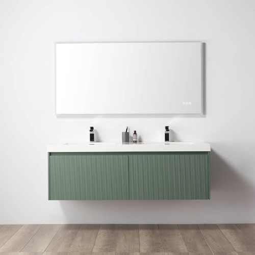 Blossom 028 60 27 A Positano 60" Floating Bathroom Vanity with Sink - Aventurine Green