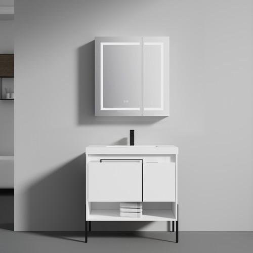 Blossom 031 36 01 A Turin 36" Freestanding Bathroom Vanity with Sink - Matte White