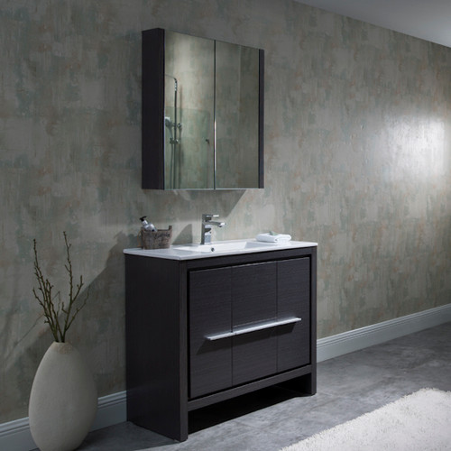 Blossom V8014 36 16 MC Milan 36" Freestanding Bathroom Vanity With Sink & Medicine Cabinet - Silver Grey