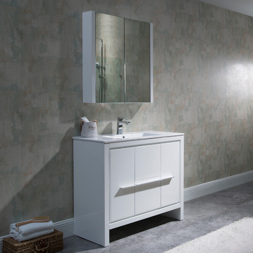Blossom Milan 36" Freestanding Bathroom Vanity With Sink & Medicine Cabinet - Glossy White - V8014 36 01 MC