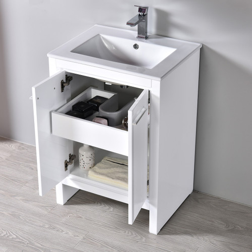 Blossom 014 24 01 C Milan 24" Freestanding Bathroom Vanity With Sink - Glossy White