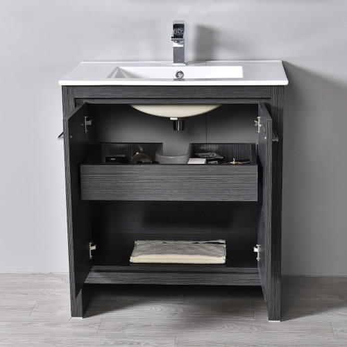 Blossom Milan 30" Freestanding Bathroom Vanity With Sink & Mirror- Silver Grey - V8014 30 16 M