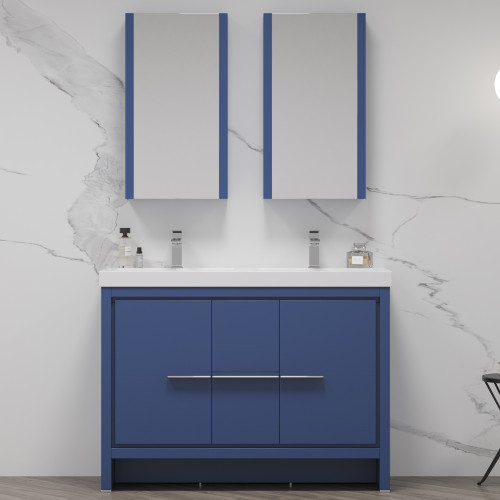 Blossom V8014 48 25D C Milan 48" Freestanding Bathroom Vanity With Double Sink - Navy Blue