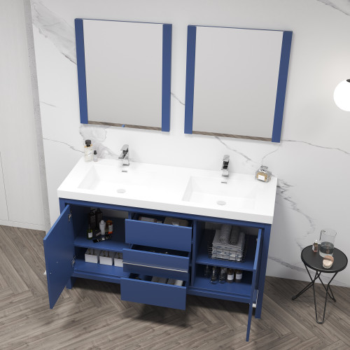 Blossom V8014 60 25 A Milan 60" Freestanding Bathroom Vanity With Sink - Navy Blue