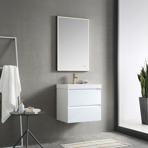 Blossom Jena 24" Floating Bathroom Vanity With Ceramic Sink, Metal Legs - White - V8018 24 23 C MT12