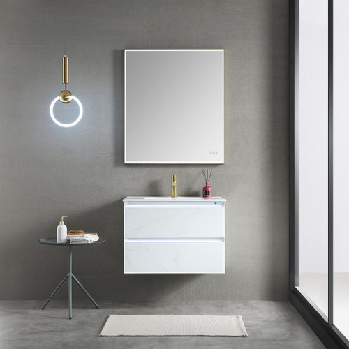 Blossom Jena 30" Floating Bathroom Vanity With Ceramic Sink, Metal Legs - White - V8018 30 23 C MT12