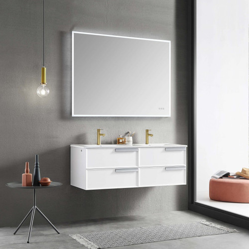 Blossom 020 48 01 C MT12 Sofia 48" Floating Bathroom Vanity With Ceramic Sink, Metal Legs - White