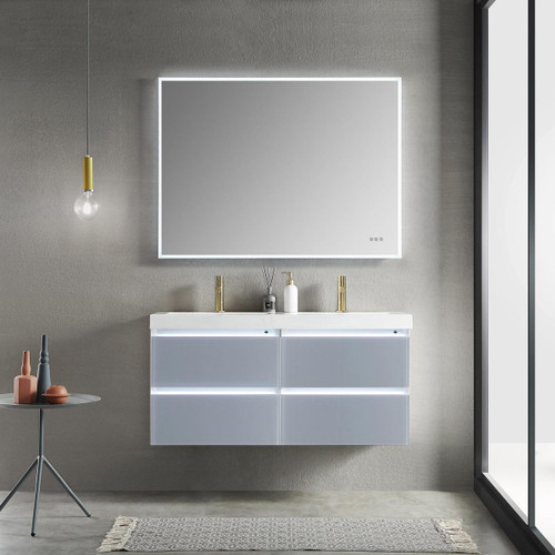 Blossom 018 48 24 A Jena 48" Floating Bathroom Vanity With Acrylic Sink - Grey