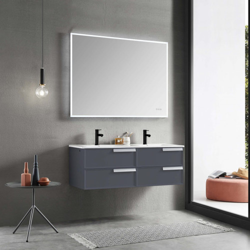 Blossom 020 48 15 C MT12 Sofia 48" Floating Bathroom Vanity With Ceramic Sink, Metal Legs - Grey