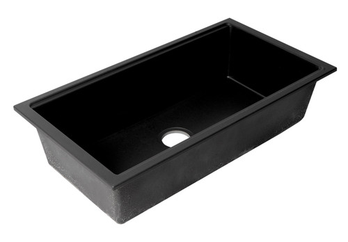 ALFI Black 34" x 18" Granite Composite Workstation Step Rim Single Bowl Undermount Sink with Accessories - AB3418SBUM-BLA