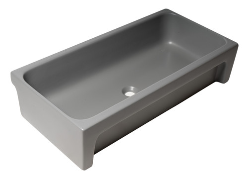 ALFI 36" x 18" Grey Matte Above Mount Fireclay Bathroom Trough Sink - AB36TRGM